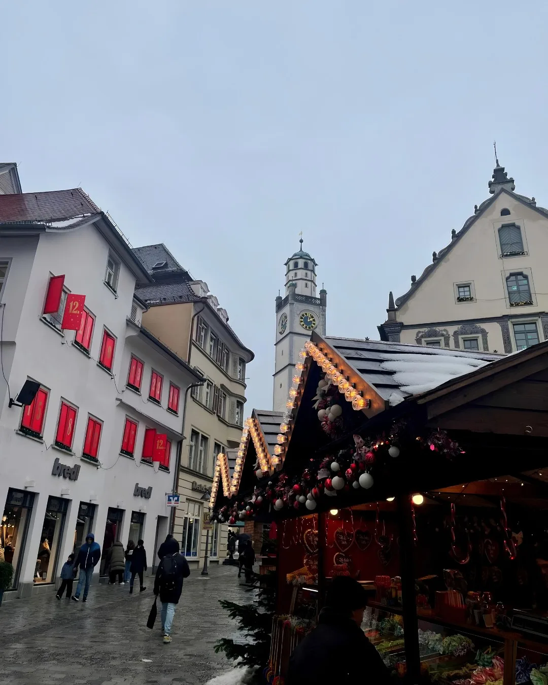 Giant advent calendar windows at bredl, Ravensburg Christmas market